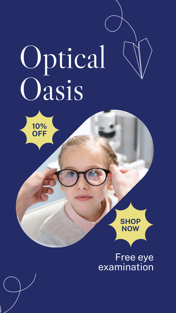 Sale of Children's Glasses at Optical Oasis Instagram Story Modelo de Design