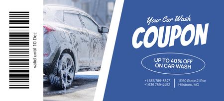 Car in Foam on Wash Station With Discount For Service Coupon 3.75x8.25in Design Template