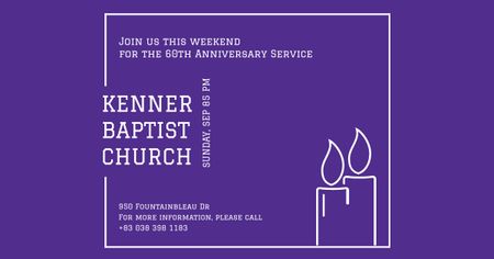 Convite para igreja batista com velas Facebook AD Modelo de Design