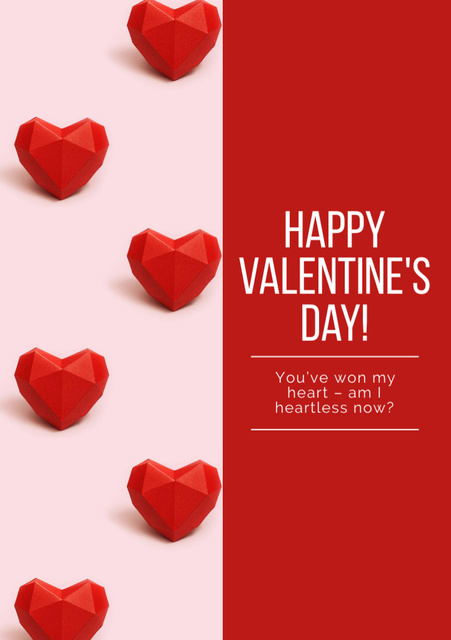 Platilla de diseño Happy Valentine's Day Greeting with Red Hearts Postcard A5 Vertical