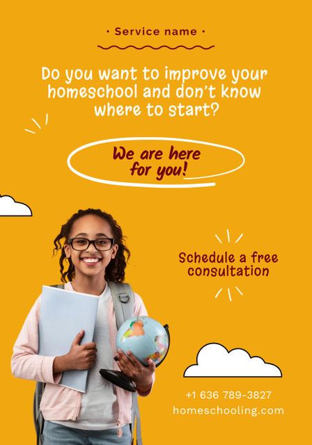 Resourceful Homeschooling Services Offer on Orange Poster 28x40in Modelo de Design