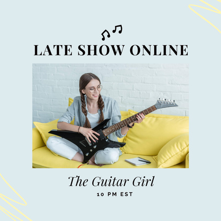 Show Announcement with Female Guitarist Instagram Tasarım Şablonu