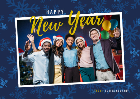 Plantilla de diseño de feliz año nuevo saludando a la gente celebrando Card 