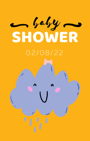 Plantilla de diseño de Baby Shower Announcement with Cute Smiling Cloud Invitation 4.6x7.2in 