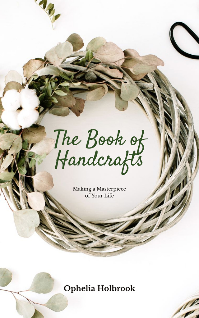 Handcrafted Decorative Manual with Wreath Book Cover tervezősablon