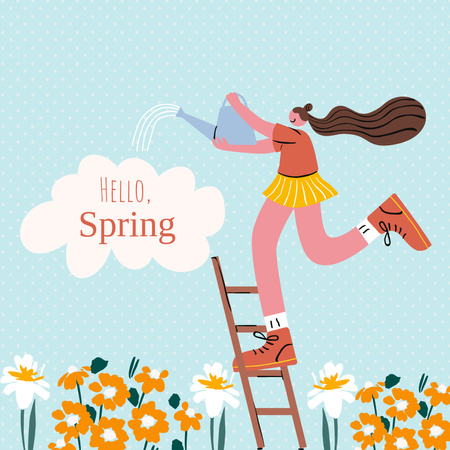 Inspirational Greeting to Spring Instagram Design Template