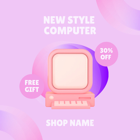 Offer Discounts for New Model Computer Instagram AD Design Template