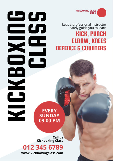 Kickboxing Training Announcement Flyer A7 Design Template
