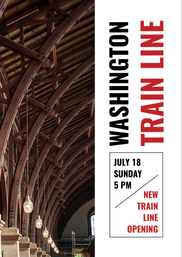 Train Line Opening Ad with Station Flyer A6 Design Template
