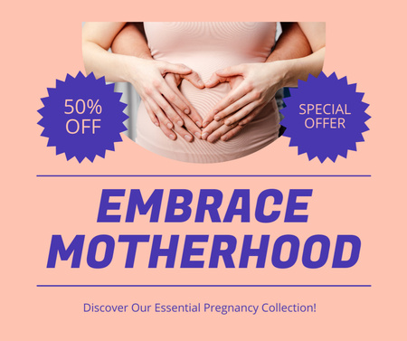 Coleção de produtos essenciais para mulheres grávidas em grande promoção Facebook Modelo de Design