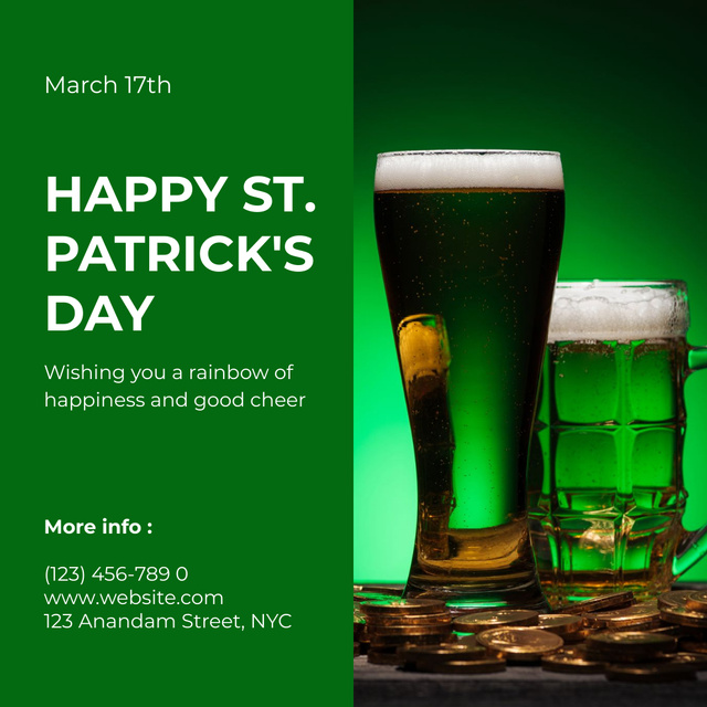 Plantilla de diseño de St. Patrick's Day Beer Party Instagram 