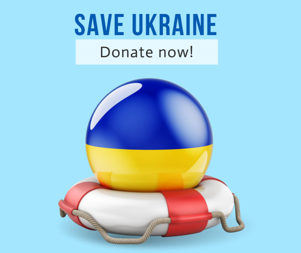 Designvorlage Save Ukraine with Donation für Facebook