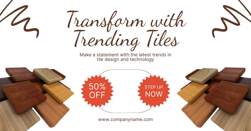 Services Ad with Offer of Trending Tiles Facebook AD Design Template