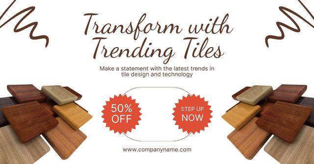 Designvorlage Services Ad with Offer of Trending Tiles für Facebook AD
