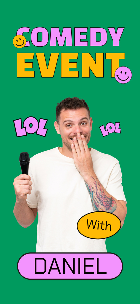 Designvorlage Young Man performing on Comedy Event für Snapchat Moment Filter