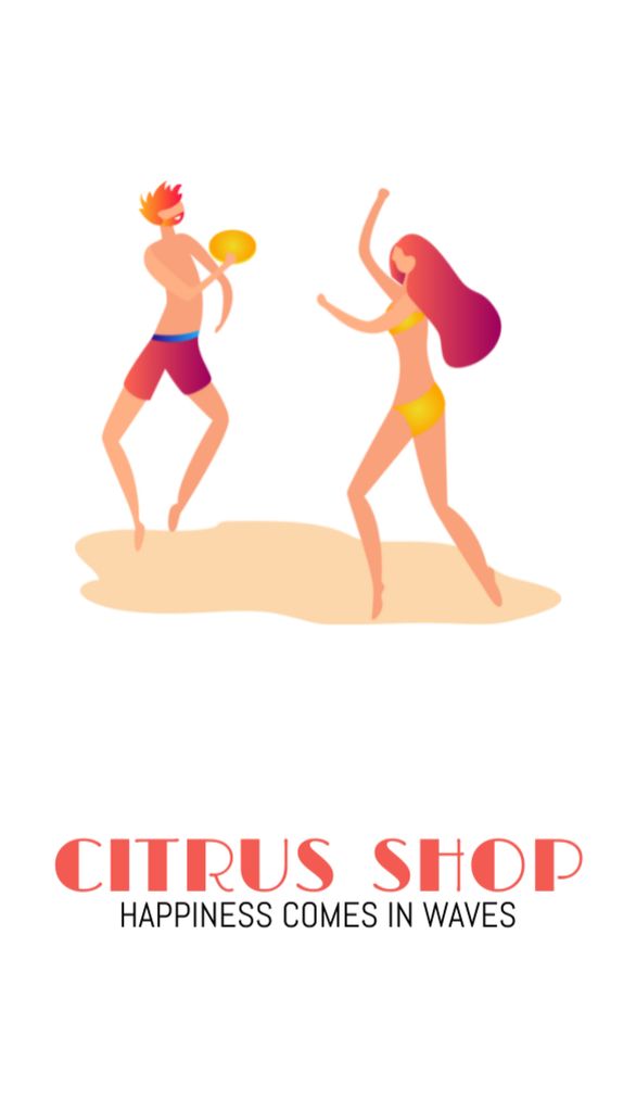 Advertisement for Shop With People on Beach Business Card US Vertical tervezősablon