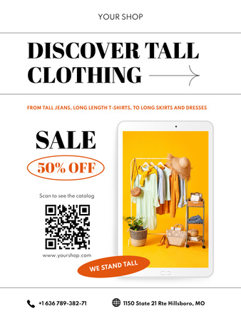 Discount Offer on Clothing for Tall Poster US Πρότυπο σχεδίασης