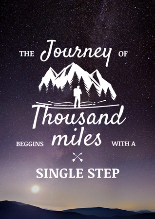 Platilla de diseño Journey Inspiration with Traveler in Mountains Poster