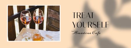 Restaurant Offer Wine and snacks on table Facebook cover Design Template