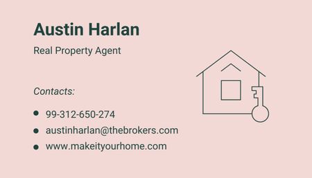 Plantilla de diseño de oferta de servicios de agente inmobiliario en pink Business Card US 