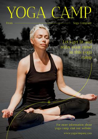 Woman Practicing Yoga Outdoors Poster Design Template