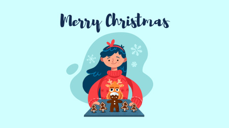 Template di design Girl with Christmas ginger cookies Full HD video