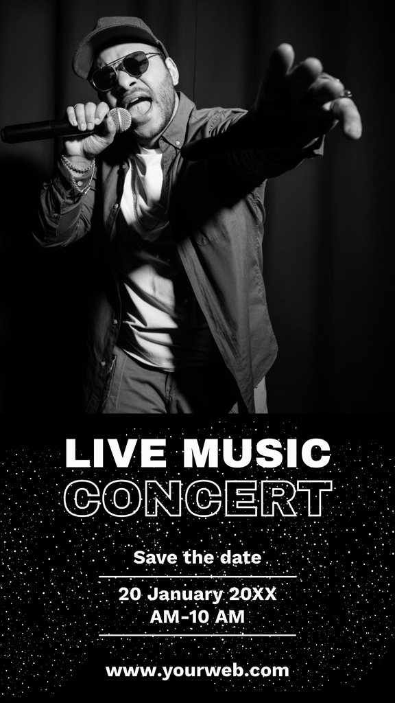 Live Music Concert Ad with Singer Instagram Story Design Template