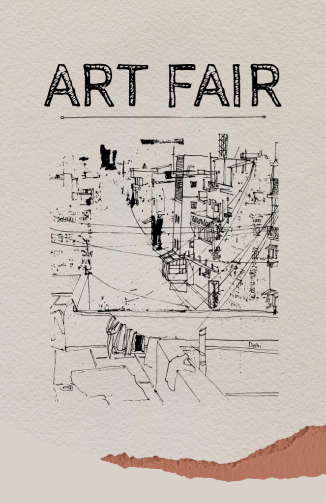 Art Fair with Creative Sketch Flyer 5.5x8.5in Design Template