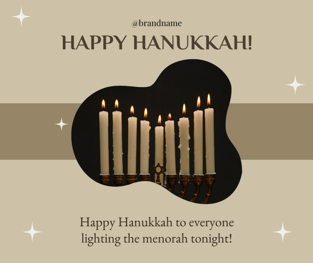 Menorah with Candles for Hanukkah Greeting Facebook Design Template