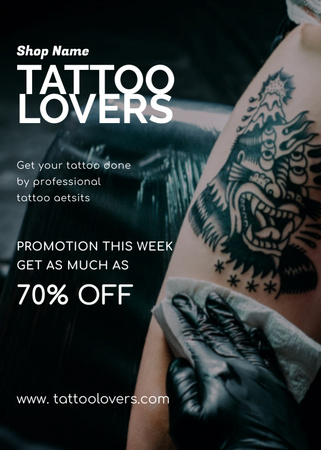 Művészi tetoválások kedvezménnyel a stúdióban Flayer tervezősablon