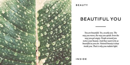 Εμπνευσμένη φράση ομορφιάς με πράσινο φύλλο Image Πρότυπο σχεδίασης