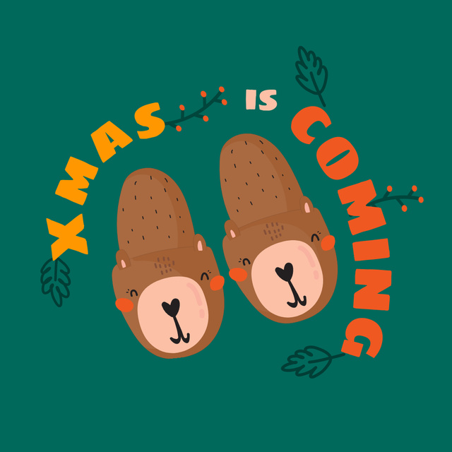 Christmas Inspiration with Сute Bears Slippers Instagram Design Template