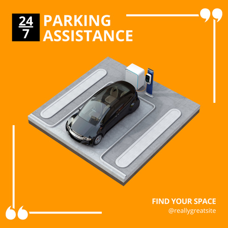 24-hour Parking Assistant Services on Orange Instagram AD Design Template