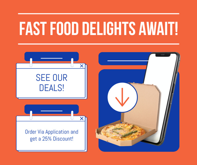 Fast Food Delights Offer with Delicious Pizza Facebook – шаблон для дизайна