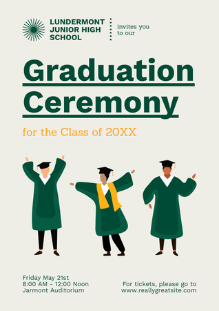 Platilla de diseño Announcement of Graduation Ceremony with Students in Green Poster
