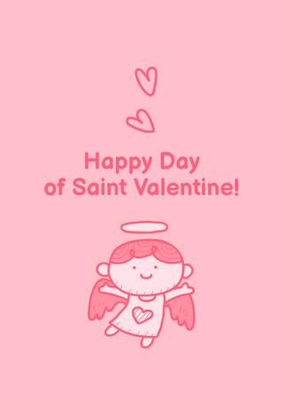 Saint Valentine's Day Greeting on Pink Postcard A6 Vertical tervezősablon