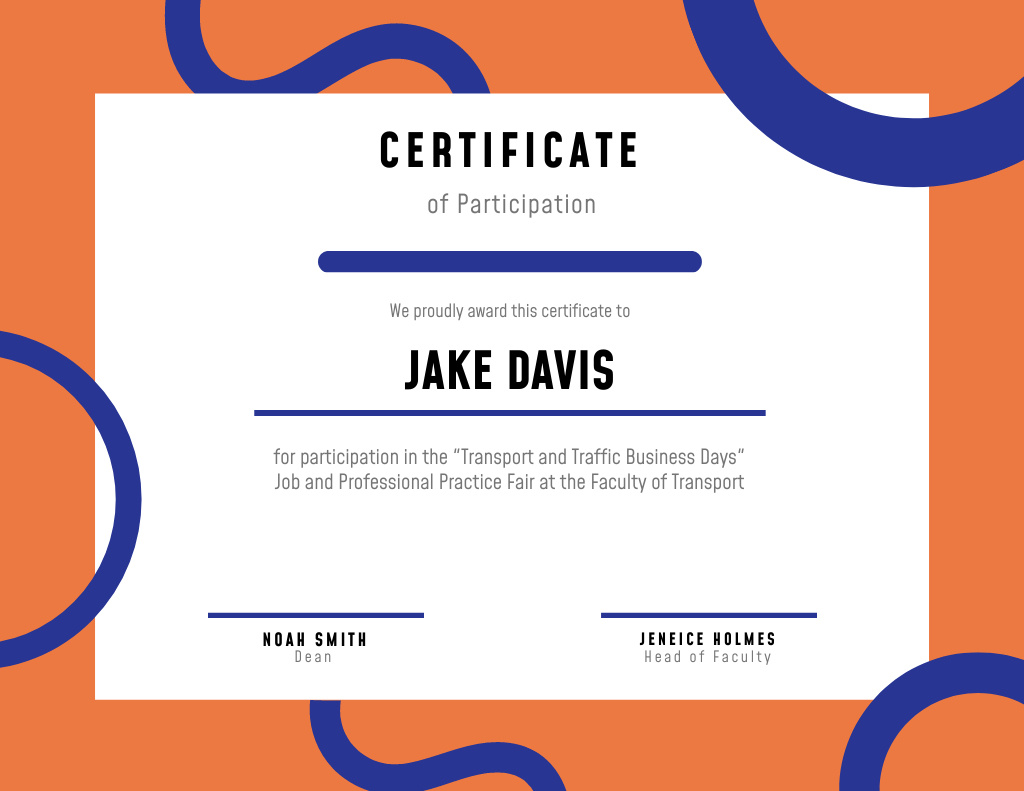 Award for Participation in Professional Fair Certificate – шаблон для дизайну