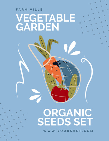 Illustration of Vegetables in Eco Bag Poster 8.5x11in Design Template