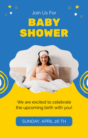 Modèle de visuel Annonce de baby shower avec une femme enceinte heureuse - Invitation 4.6x7.2in