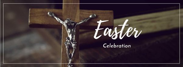 Easter Celebration Announcement with Wooden Cross
