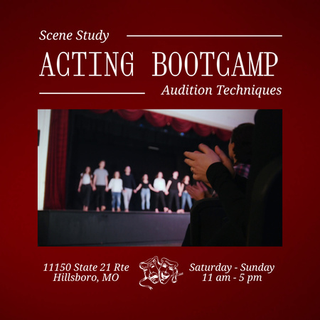 Designvorlage Schauspiel-Bootcamp-Promotion mit Szenenstudium und Techniken für Animated Post