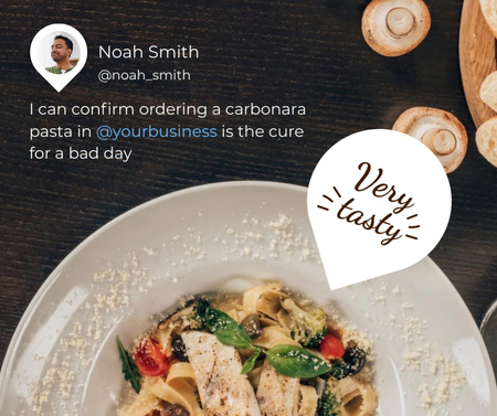 Designvorlage Customer's Testimonial for Pasta Carbonara für Facebook