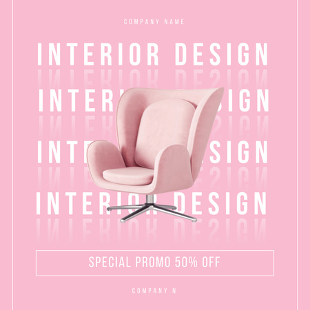 インテリア デザイン アイテムのピンク コレクション Instagramデザインテンプレート