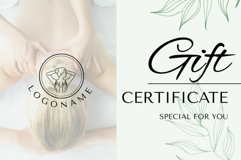 Special Offer of Spa for Body Massage Gift Certificate Πρότυπο σχεδίασης