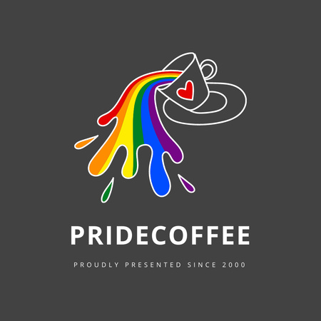  Pride Coffee Invitation with Rainbow Cup Logo Design Template