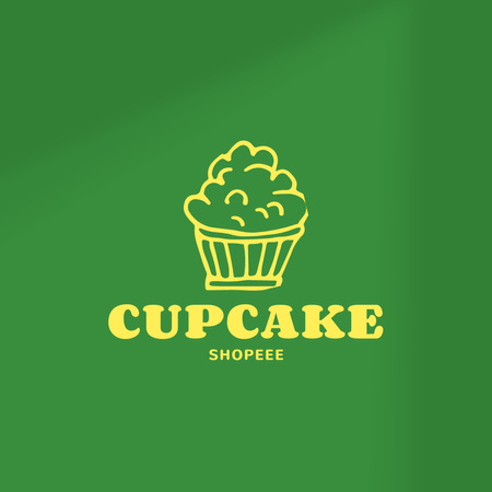 Ad of Bakery with Illustration of Cupcake Logo 1080x1080pxデザインテンプレート