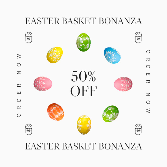 Easter Holiday Discount on Baskets Animated Post Design Template