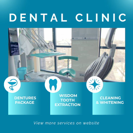 Dental Clinic With Various Services Offer Animated Post Design Template