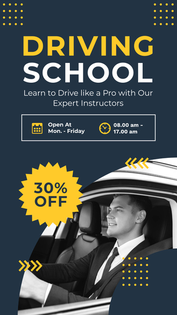 Szablon projektu Certified Driving School Classes At Discounted Rates Instagram Story