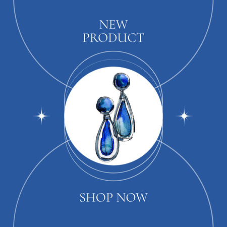 Designvorlage Neue Ohrringe-Kollektion in blauer Farbe für Instagram